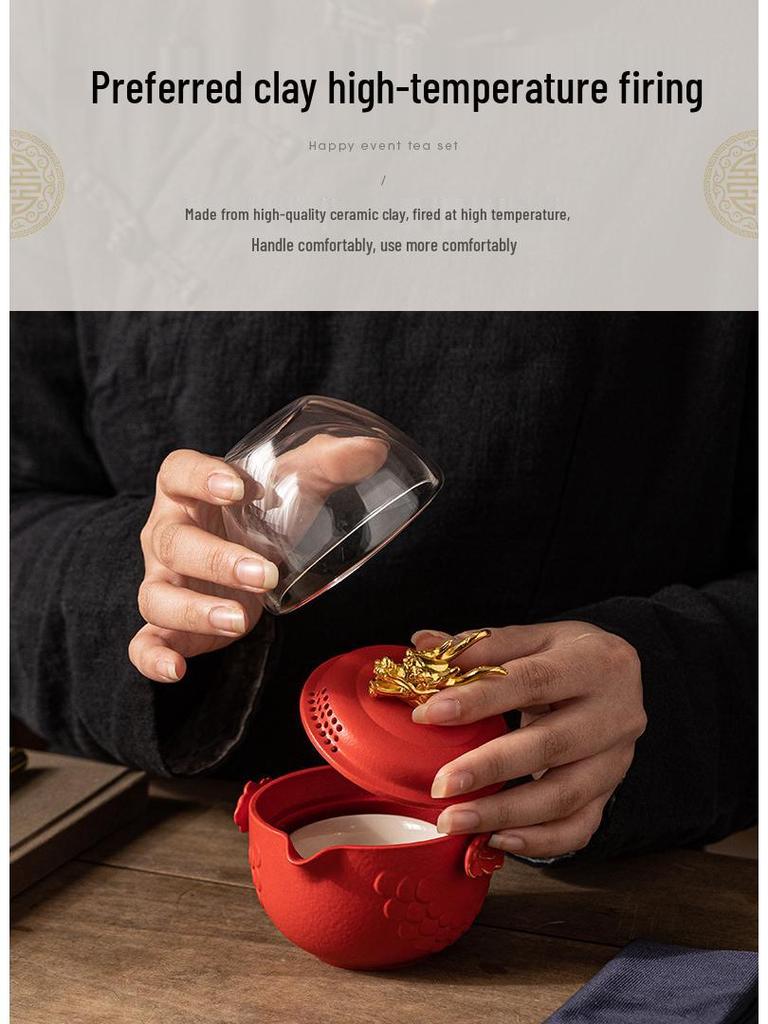 Портативный керамический чайный набор для кунг-фу: Компактный подарок для улицы и бизнеса