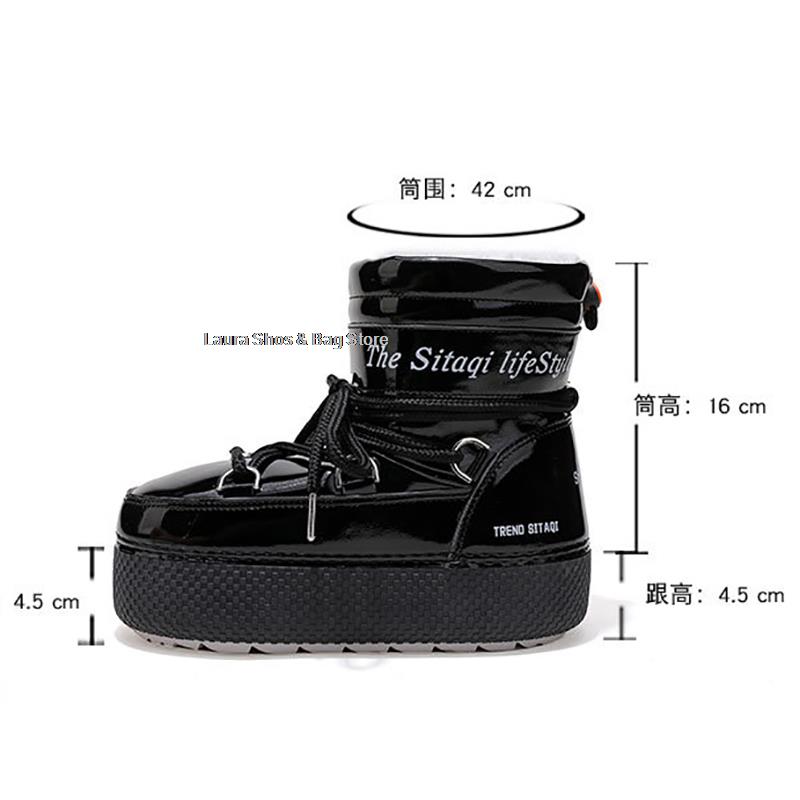 Модные зимние женские зимние ботинки для горных лыж для родителей и детей, водонепроницаемые ботинки до щиколотки, женские теплые плюшевые хлопковые ботинки на платформе и плоском каблуке