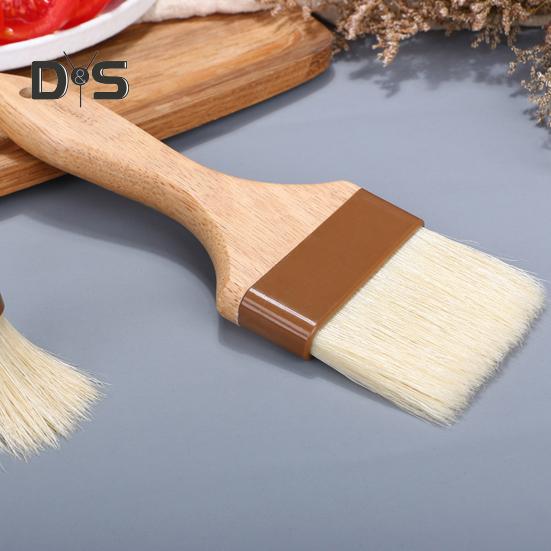 Пищевая деревянная ручка, щетка для барбекю, устойчивая к высоким температурам щетина, устойчивая к масляному покрытию, щетка для гриля, инструмент для выпечки