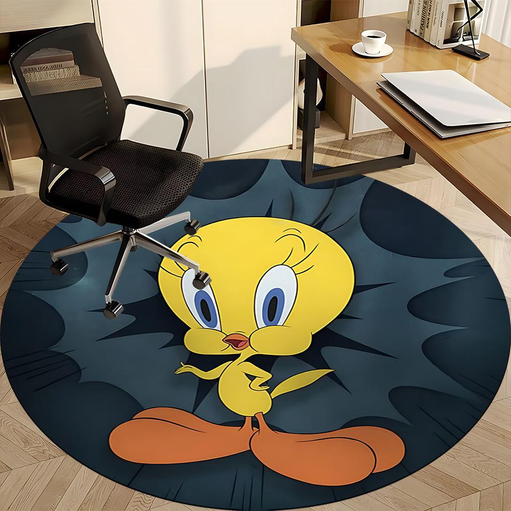 1PC Looney Tunes Tweety Office Round Area Rug, Indoor Mat Suitable For Office, Under Office Chairs Bedroom Living Room Home Decor, Room Deco110