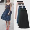 Women's Large Size A-Line Chiffon Pleated Skirt - Summer Korean Style, High Waist, Medium To Long Length