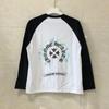 25SS Cross Chrome Hoof Санскритный Принт Черно-белая Футболка с Длинным Рукавом Реглан