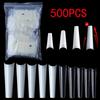 500Pcs Transparent Stiletto Fake Nail Tips Acrylic Ballerina Nail Tips Long Shape Half Cover Coffin Professional False Art Nail