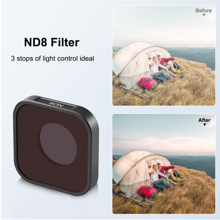 PULUZ Нейтрально-серый фильтр ND8 для экшн-камер GoPro HERO13 Black /12 Black /11 Black /11 Black Mini /10 Black /9 Black