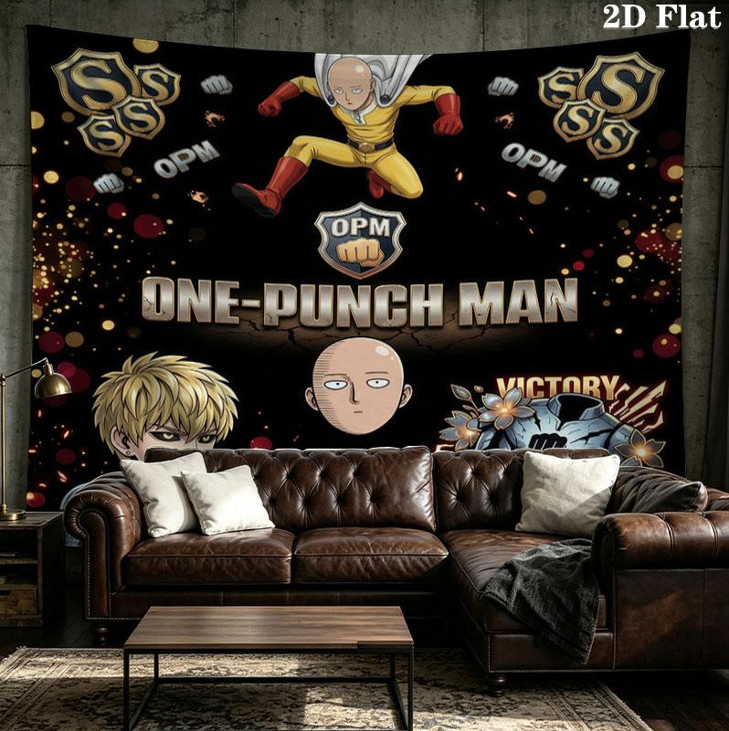 Onepunch Man Wall Tapestry Aesthetic Wall Hanging Printed Fabric Blanket Decorative Tapestries For Bedroom Living Room Home Decor
