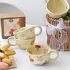 Hand-painted Underglaze Retro Hand-hold Flower Cup Home Bar Mug Water Cup Breakfast Oatmeal Cups Ceramic Coffee Cup