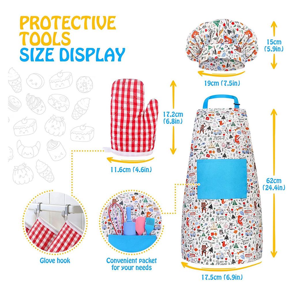 30 шт./компл. детский набор для выпечки, инструменты для выпечки, набор для приготовления пищи, в комплект входит детский фартук, шляпа шеф-повара
