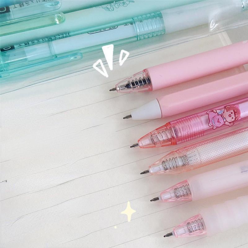 6 шт./компл., милая гелевая ручка с сумкой для хранения, простота, канцелярские принадлежности ярких цветов, гелевая ручка 0,5 мм, черные чернила, ручка для скрапбукинга, письменные принадлежности
