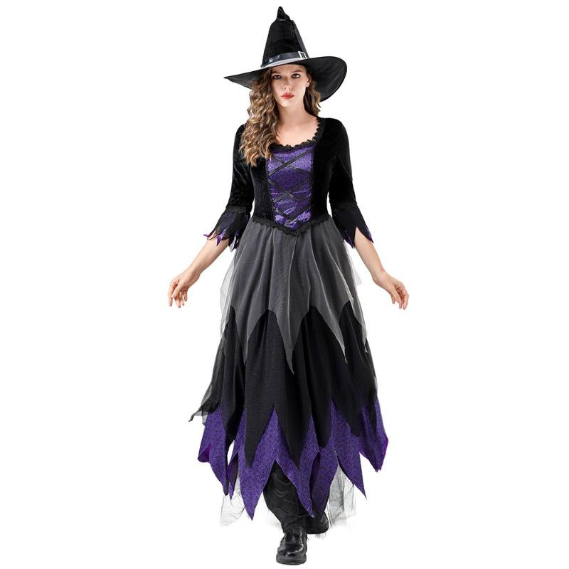 Halloween Witch Costume Vampire Black Purple Dress Magic Witch Stage Cosplay