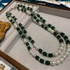 Новое китайское стиль Двухслойное Зеленая глазурь Бусины Ожерелье Женское Ретро Личность Универсальный Темперамент Длинная цепочка для свитера