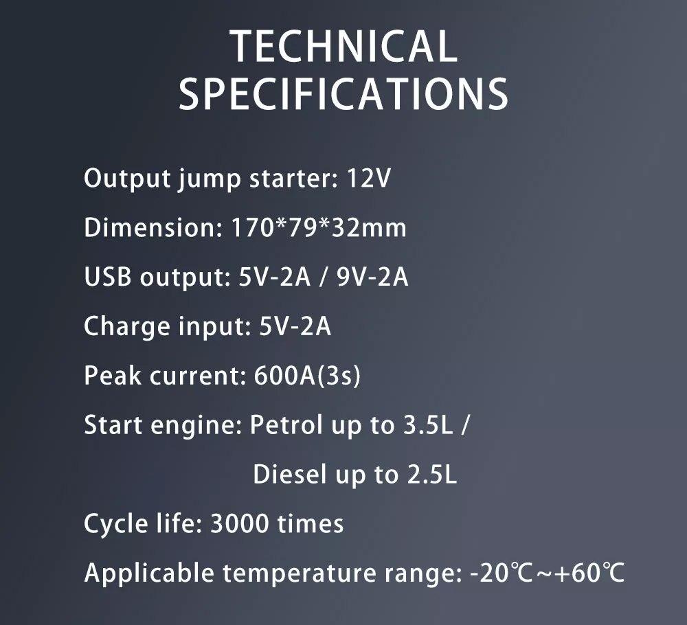 12800 мАч портативный автомобильный стартер Power Bank автомобильное зарядное устройство 12 В пусковое устройство бензиновый дизельный автомобильный усилитель