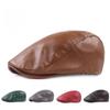 Leather Duckbill Hat Men's Leather Hat PU Forward Hat Artistic Youth Beret Middle-aged Leather Hat Men's Hat