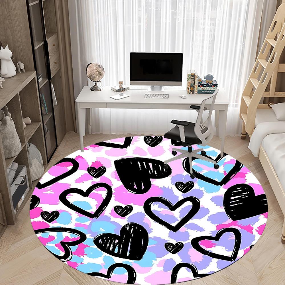 1PC Heart Print Chair Carpet for Office, Indoor Non-Slip Washable  Carpet, Soft Comfortable Mat For Office Room yy250930143
