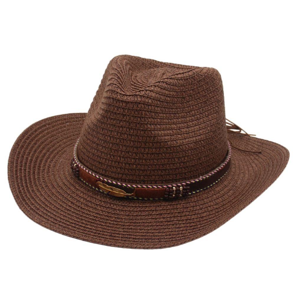 Hiking Straw Cowgirl Hat Summer Sunscreen Visor Cap Fashion Western Cowboy Hats for Women Men