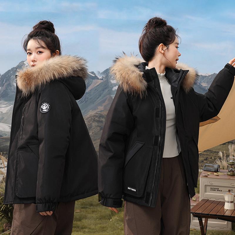 Short Padded Clothes Women's Winter New Hooded Large Fur Collar Thickened Short Women's Jacket Padded Jacket