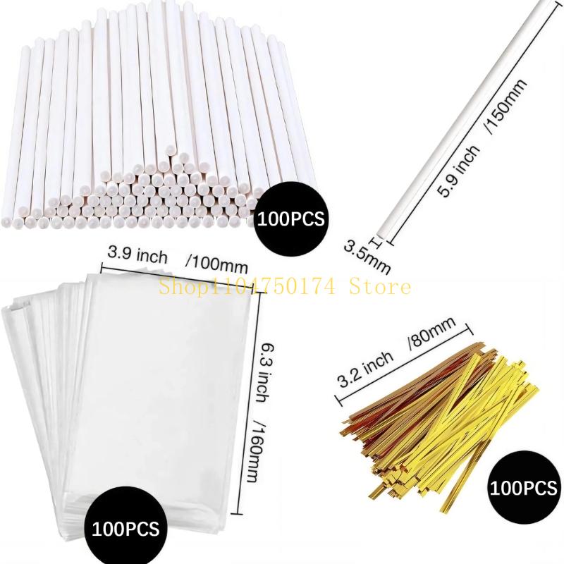 300Pcs Cake and Wrappers Set Paper Lollipop Candy Treat Bag top sale