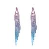 Fashion Gradient Colour Rhinestone Long Tassel Earrings Senior Sense Of Temperament Earrings Women's Earrings 1 Pair