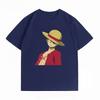 One Piece Monkey D Luffy Side Face Print Tshirt Casual Short Sleeve Cotton Anime Streetwear Unisexs Tshirt