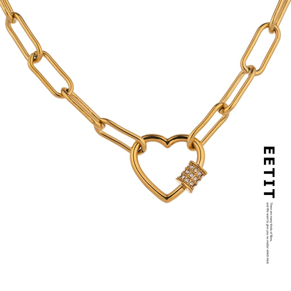 Eetit Ожерелье с подвеской в ​​форме сердца из нержавеющей стали, ювелирные изделия с кубическим цирконием