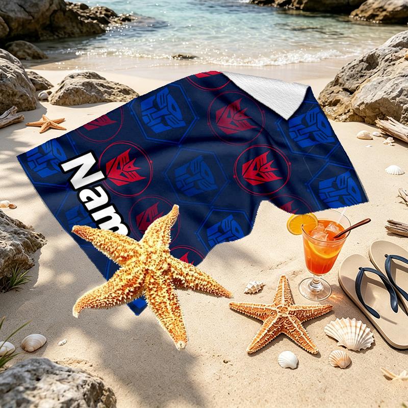 Custom Name Personalized American science Print Beach Towel, for Trip Camping Beach Party Home Decor, Birthday Gift for Family & Friends
