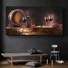 Artistic Canvas Poster, Vintage Classic Red Wine Glass&Barrel Painting, Canvas Wall Art, Artwork Wall Painting For Gift, Bedroom, Office,Wall Decor