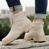 Брендовые классические туфли цвета песочного хаки на толстой подошве с высоким верхом, новые модные мужские зимние ботинки, зимние ботильоны для мужчин, теплые мужские ботинки на шнуровке