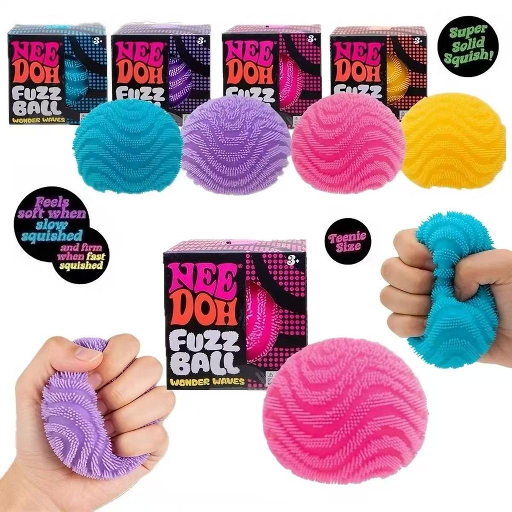 NeeDoh Fuzz Ball Wonder Waves Textured Sensory Fidget Toy Soft Squeeze Stress Relief Ball for Kids and Adults