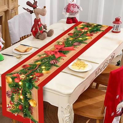 Новый год Рождество Скатерть-дорожка Navidad Подарок Рождественская вечеринка С Рождеством Украшения Флаг Накидка Рождественская скатерть