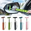 Car Rearview Mirror Wiper Portable Telescopic Auto Glass Squeegee Cleaner Car Mirror Wash Cleaning Brush Long Handle Glass Mist Cleaner