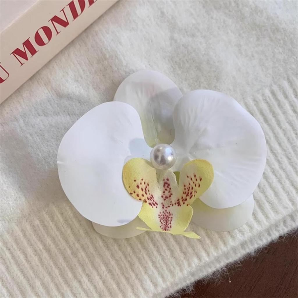 Phalaenopsis Flower Hair Clip For Girls Duckbill Clip Cute Sweet Butterfly Orchid Pearl Hairpin Bangs Side Clip Hair Accessories