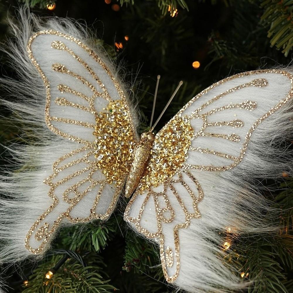 Sequin Bead Butterfly Ornament Fabric Wing Party Decor Multi Color Xmas Hanger Xmas Tree