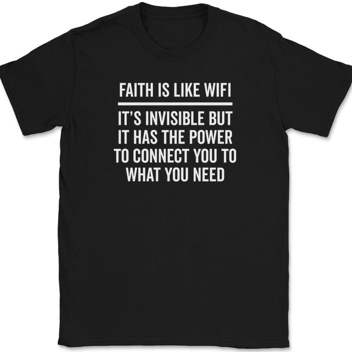 Футболка «Вера как Wi-Fi» Смешная Христианская Иисус Бог Религиозное Поклонение Молиться Футболка