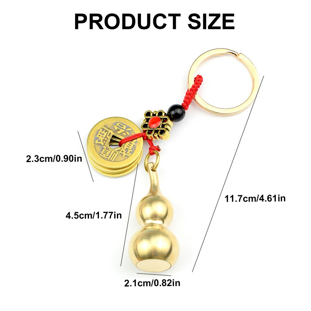 Элегантный латунный брелок Wu Lou Gourd, портативный брелок с подвеской из медной тыквы, стильный брелок, ювелирное изделие на удачу