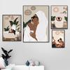 African Woman Art Prints Boho Abstract Fashion Afro Black Girl Bathing Posters Tropical Plants Jungle Lady Canvas Painting Decor No Frame