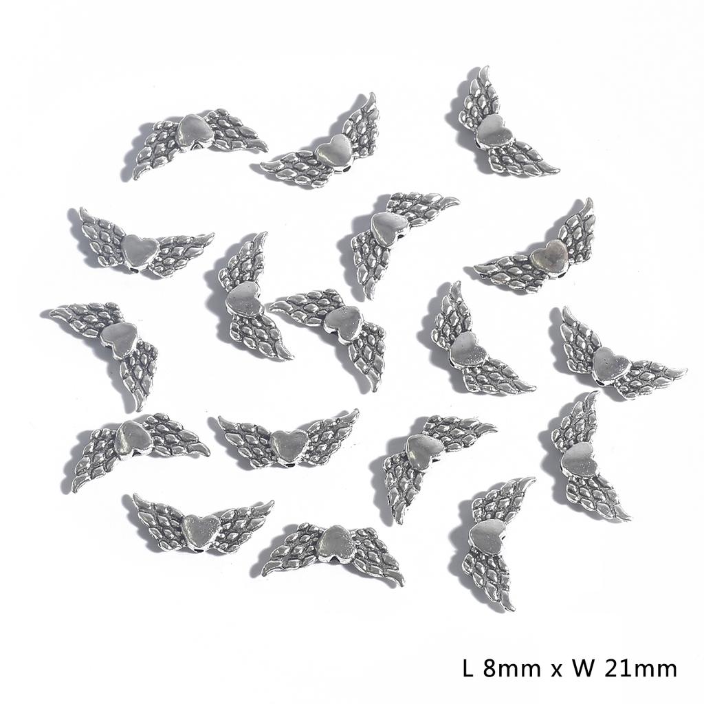 20Pcs Charms Angle Wings Multi Size Antique Silver Color Plated Pendants Making DIY Handmade Jewelry Necklace