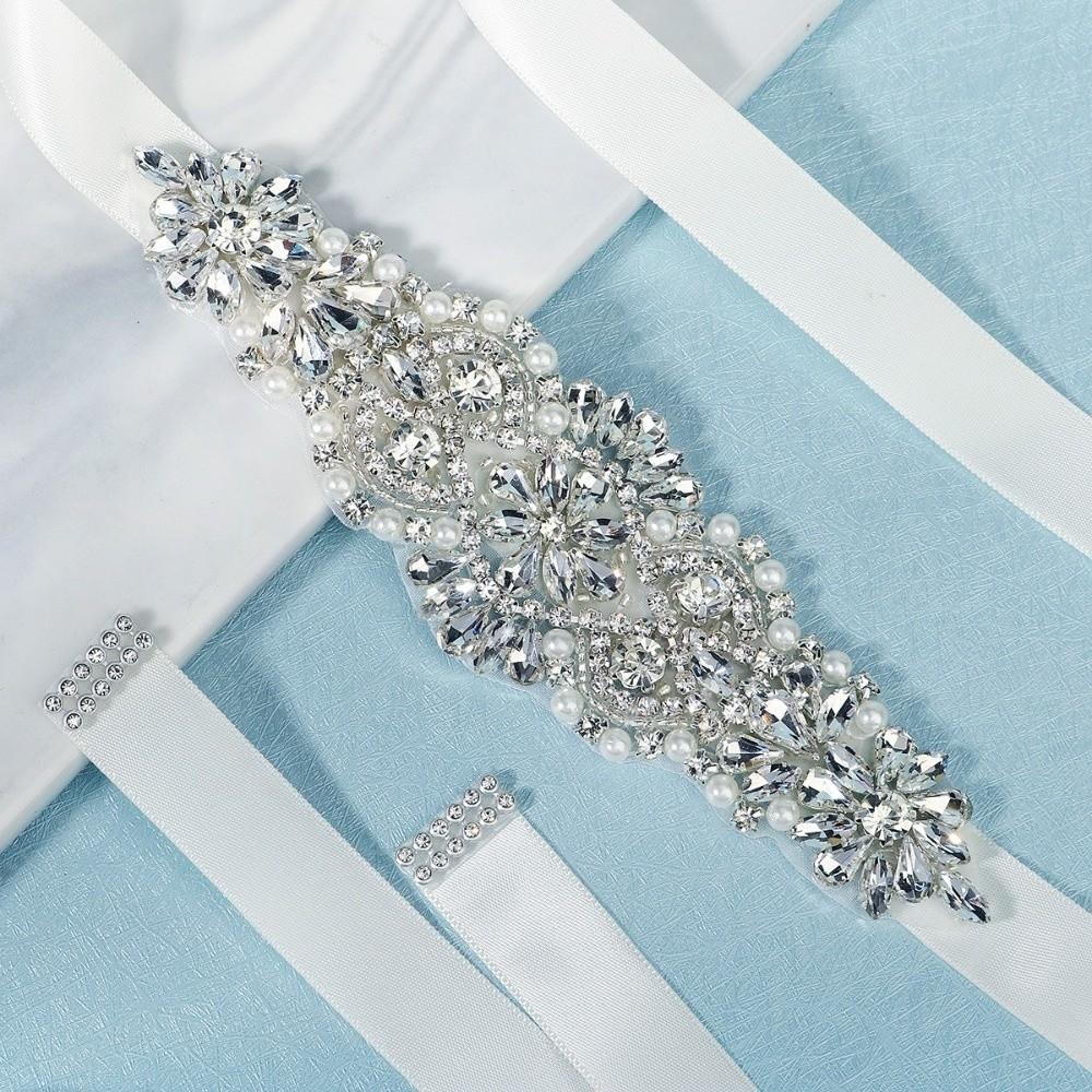 Ribbon Wedding Belt Silver Bridal Sashes Fashion Bridal Belt  Wedding