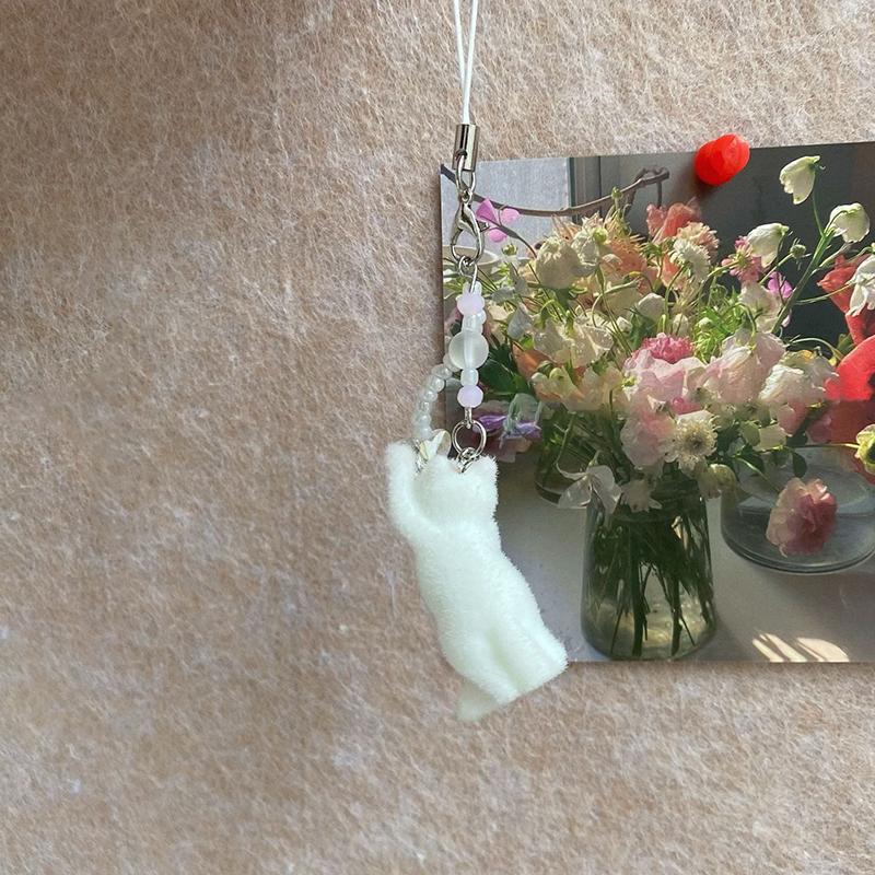 Cartoon Cat Catching Butterfly Chain Keychain Student Cute Bag Pendant Anti Lost Phone Lanyard Strap Women Girls Gift