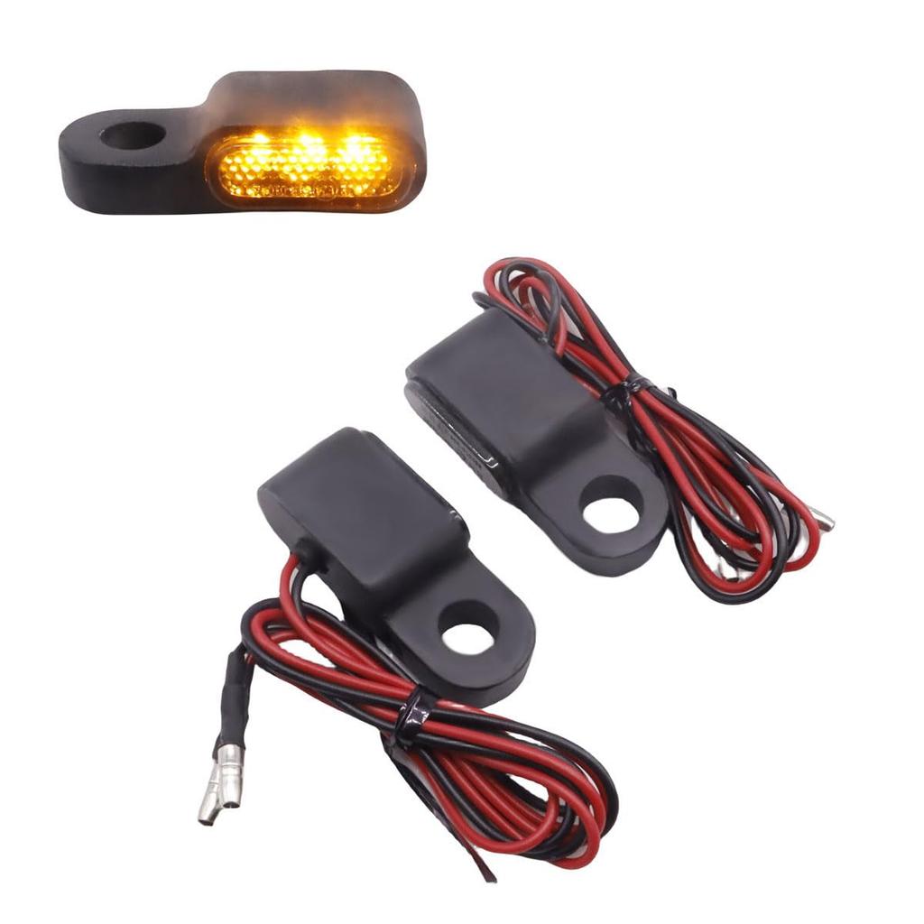 SZYUMO Motorcycle LED Turn Signal Indicators, 12V LED Relocation Micro Mini Turn Signals, Black Body (3 LEDs)