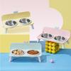 Anti-slip Pet High-foot Bowl Love-heart Double Bowl Cat Feeder Bowl  for Puppy and Cat