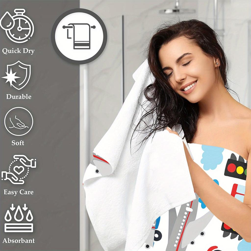Transportation Vehicles Beach Towel High Absorbency Quick-Dry Soft Lightweight Microfiber Bath Towel with Colorful Airplane
