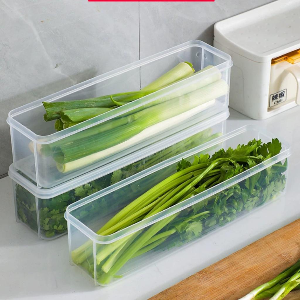 4-Pack Kitchen Long Rectangular Food Storage Containers, Plastic Reusable Refrigerator Organizer Boxes