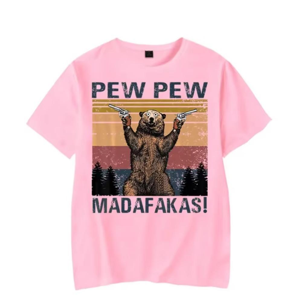 Мужская футболка Pew Pew Madafakas Kawaii Футболка Мужская Женская Футболка Забавная Графическая Футболка с Медведем Футболки Оверсайз Футболка Харадзюку