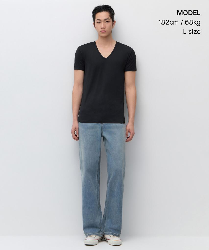 MUSINSA STANDARD [Cooltandard] V-Neck Undershirt [Black]