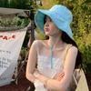 Korean Striped Bucket Hat Wide Brim Women's Sun Caps Ins Striped Fisherman Hat  Travel