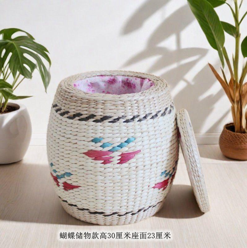 Круглая ротанговая подушка-пуф ручной работы, татами-пуфик, низкий стульчик для журнального столика в гостиную