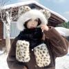 3 In 1 Winter Scarf Hat Knitted Windproof Warm Elastic Tiger Pattern Thermal Hat Autumn Winter Outdoor Riding Gloves Scarf Hat