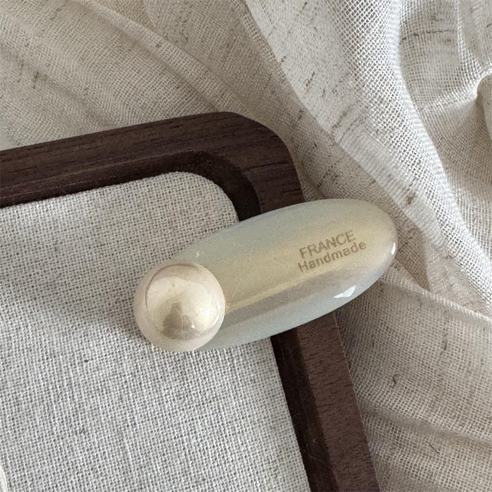 French Style Fashionable Hair Clips for Woman Tender Pink Acetate Pearl Alligator Clip Hair Ornament