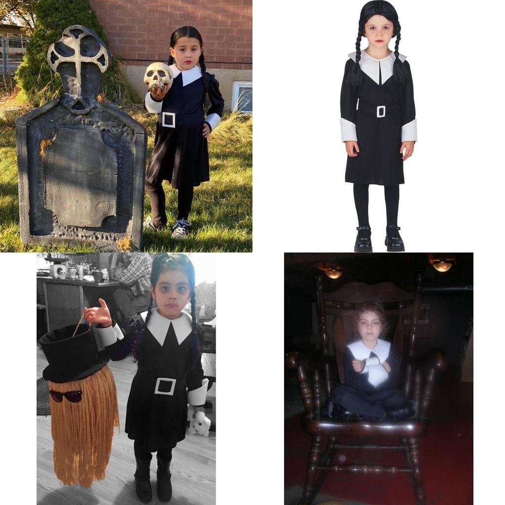 Семейка Аддамс Среда Черное Платье Готический Костюм Для Детей Возраста 3-12 лет