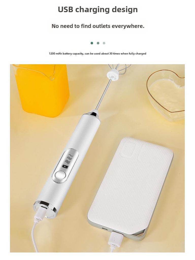 Беспроводной электрический ручной венчик для взбивания яиц и молока для приготовления крема, торта, кофе, выпечки