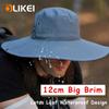 OLIKEI 12 см мужская шляпа от солнца с большими полями модная рыбацкая шляпа летняя анти-УФ-ведро шляпа уличная походная шляпа водонепроницаемая быстросохнущая ковбойская шляпа